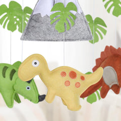 CLYMENE bamboo hoop dinosaur mobile brings natural style and calm motion.