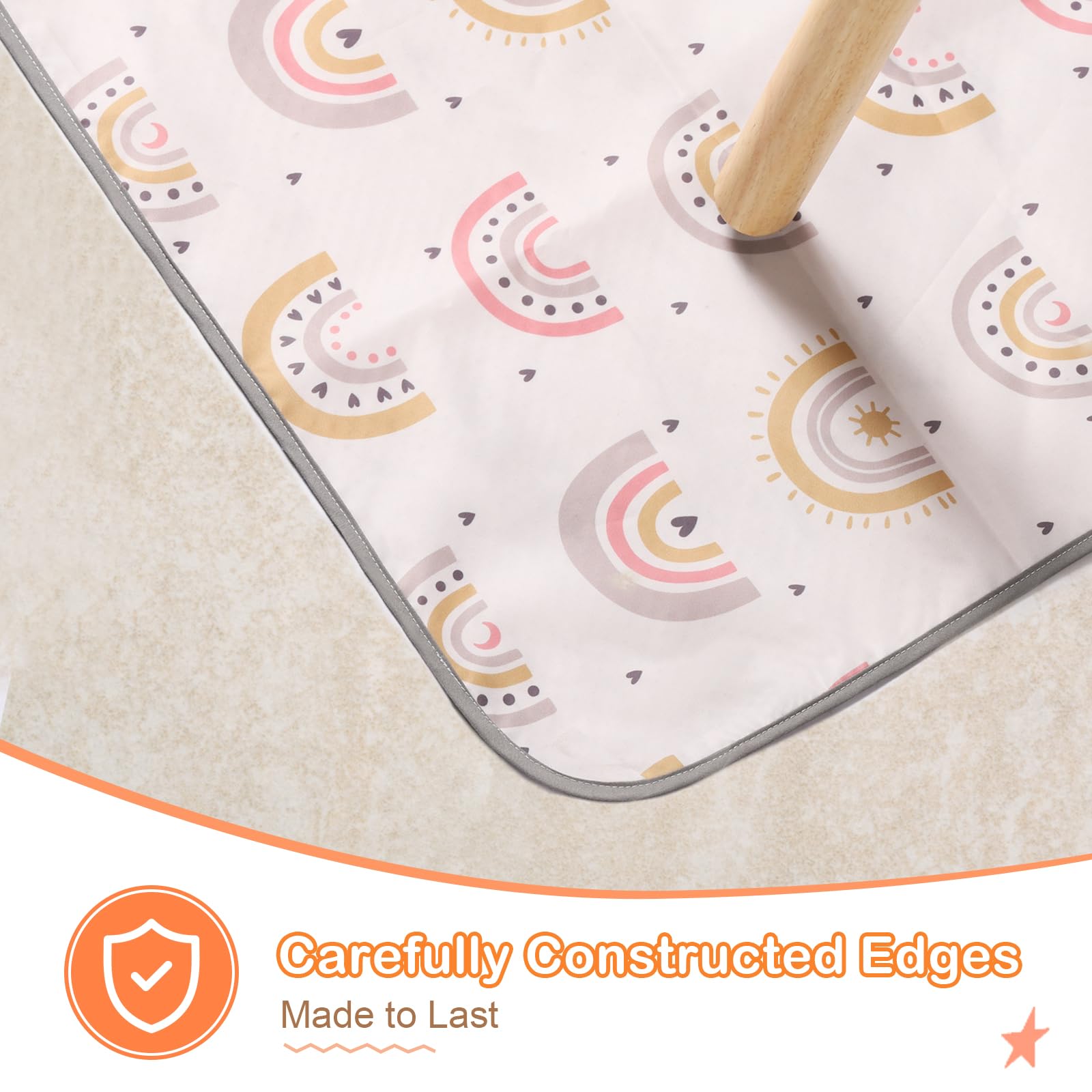 CLYMENE boho rainbow splash design enhances mealtime aesthetics.