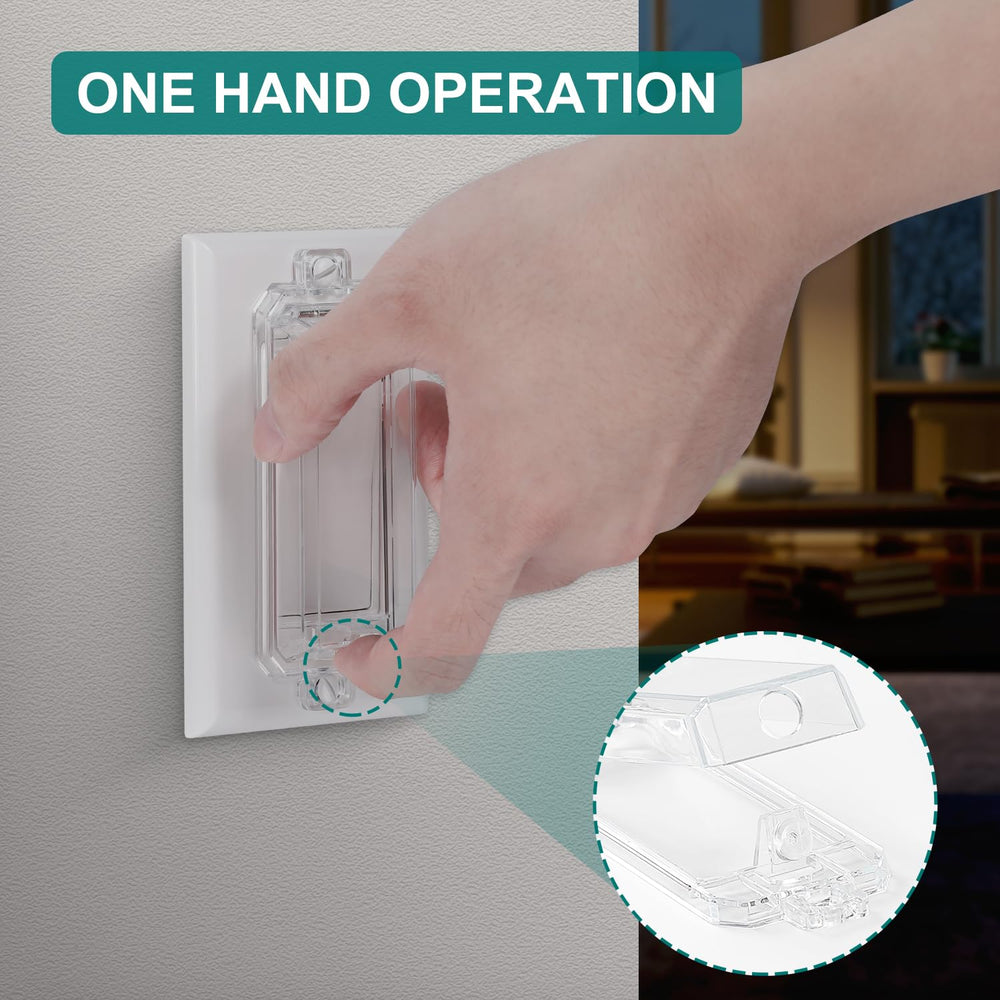CLYMENE rocker-style compatibility view confirms universal fit with standard switches.