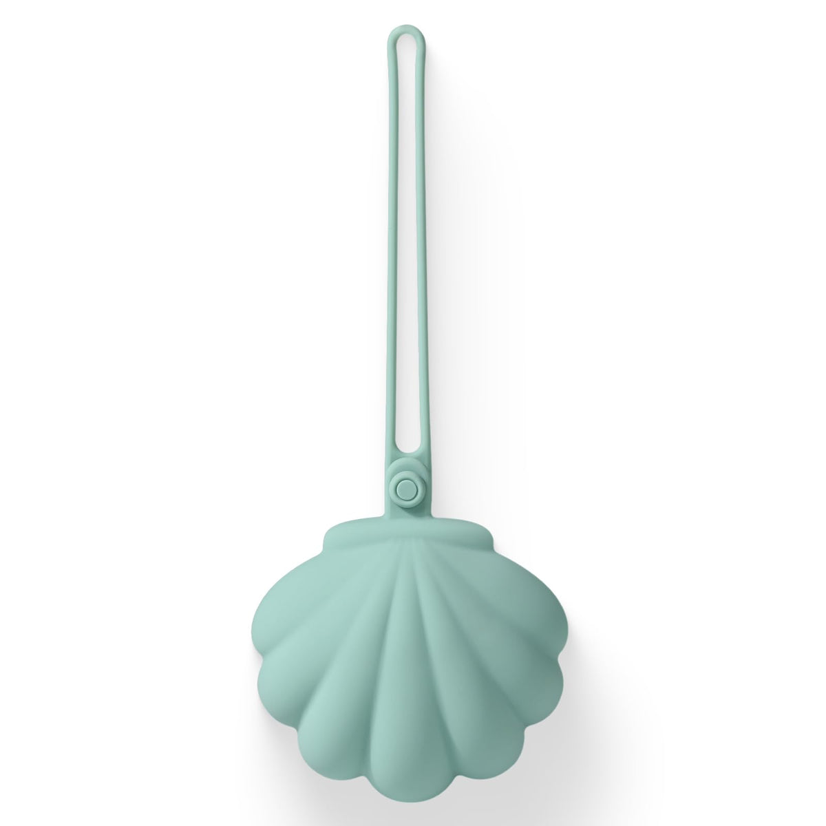 CLYMENE seashell pacifier case front view shows portable, on-the-go accessibility