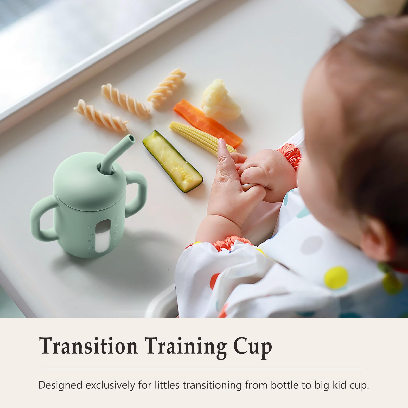 CLYMENE cup with inner lid ridge, reduces spills for calm mealtimes.