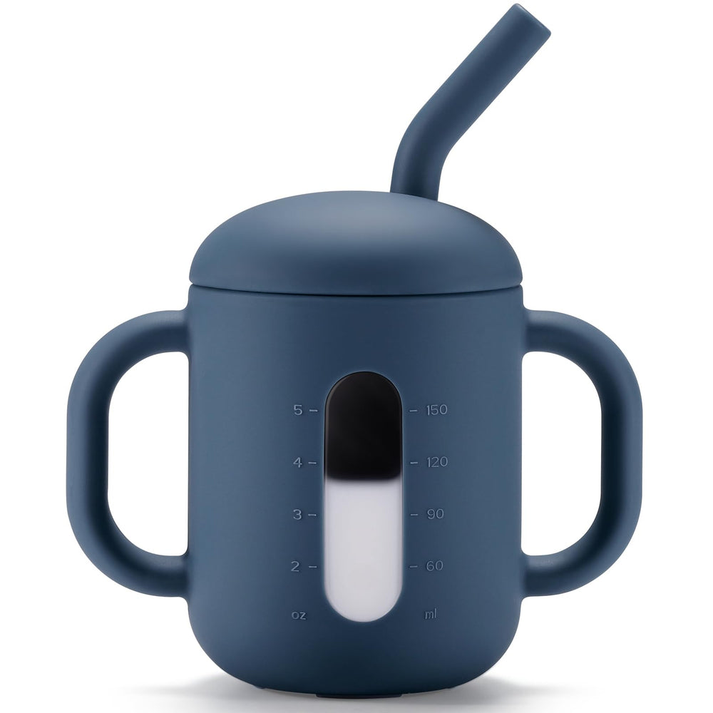 CLYMENE silicone training cup with see-through window aids portion tracking and transparency.