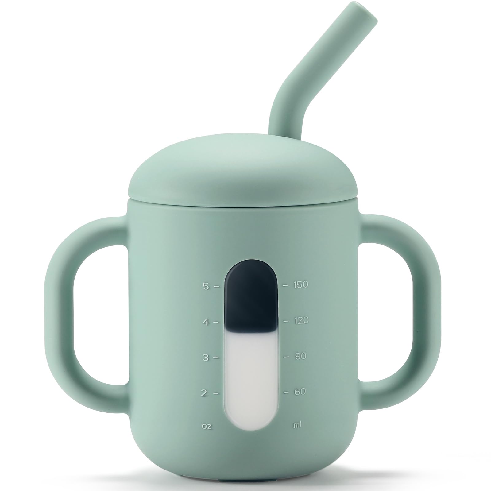 CLYMENE silicone training cup with straw and handles for tiny hands learning to sip