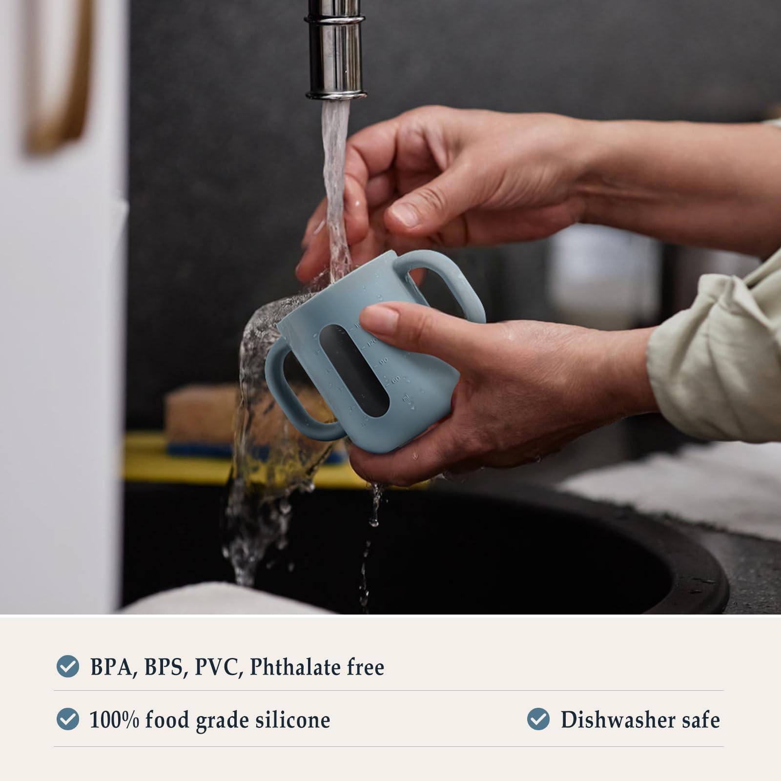 CLYMENE weighted base helps prevent tipping while sipping.