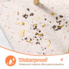 Large 51x51 inch splat mat provides ample coverage under high chairs.