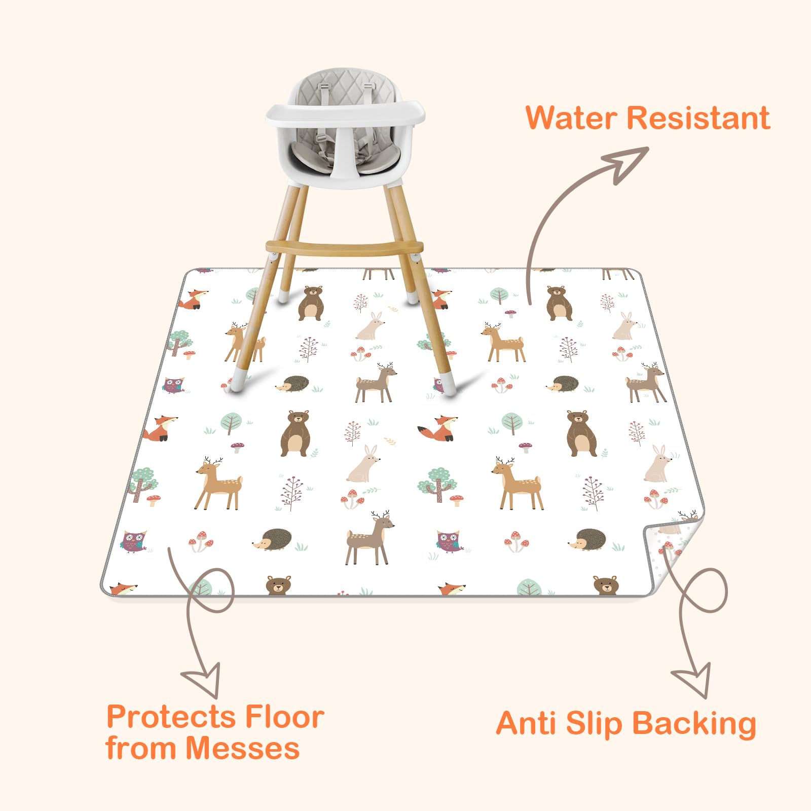 CLYMENE Splat Mat anti-slip backing keeps it secure during feeding.