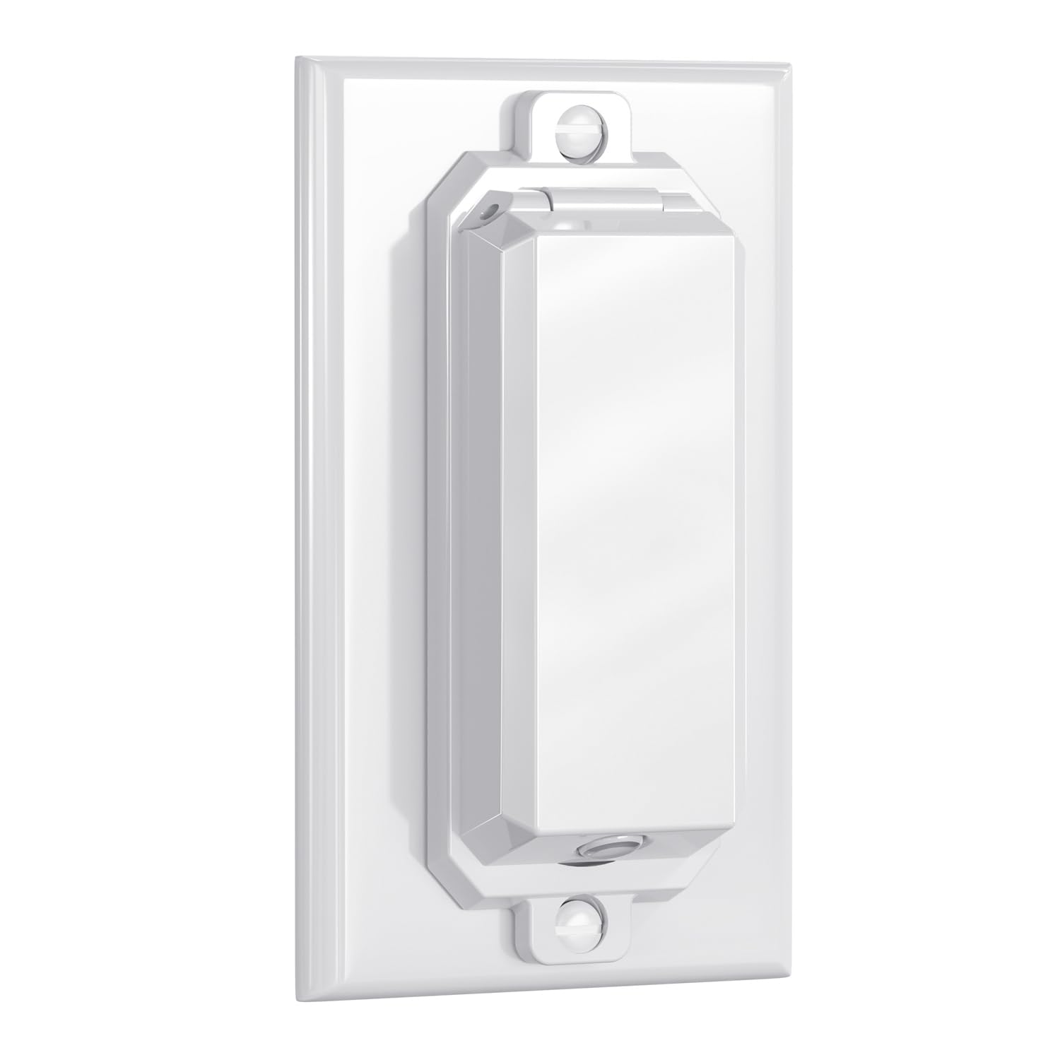 CLYMENE white rocker switch guard protecting against accidental activation.
