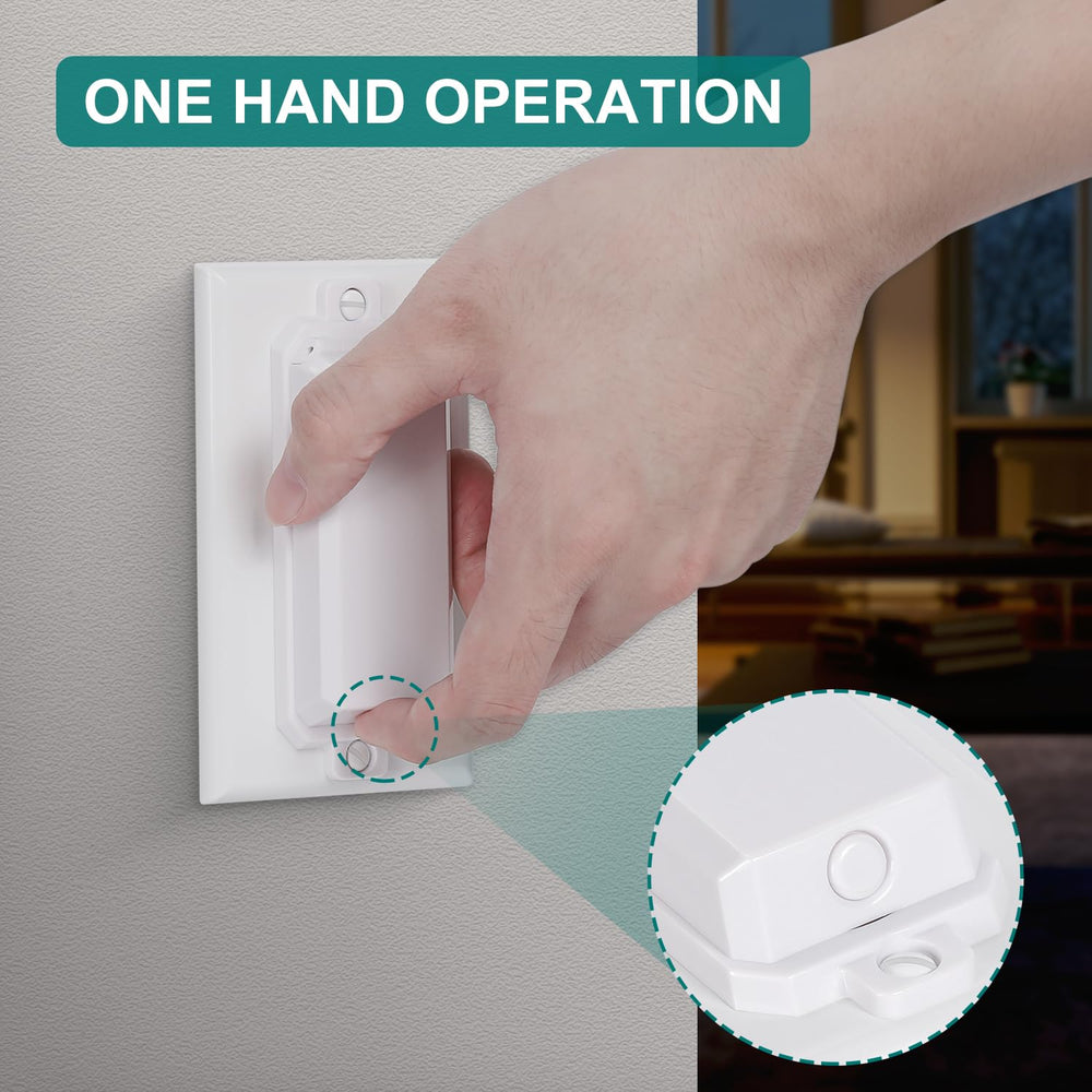 CLYMENE wall plate guard blends with decor while preventing unintended toggles.