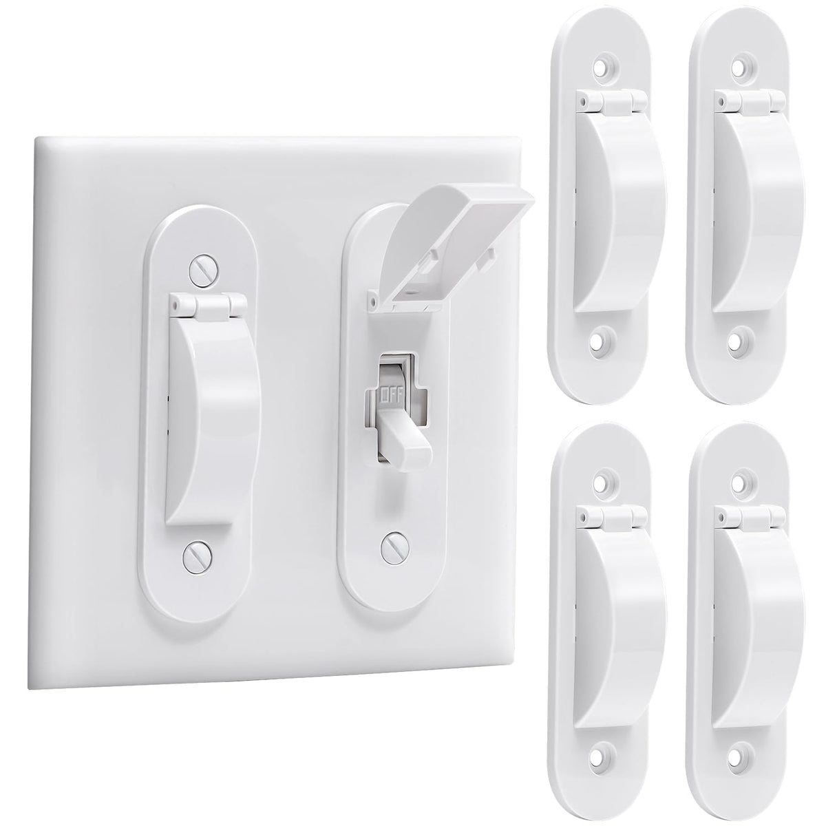 CLYMENE wall switch guard 4-pack in white protects toggles from accidental use