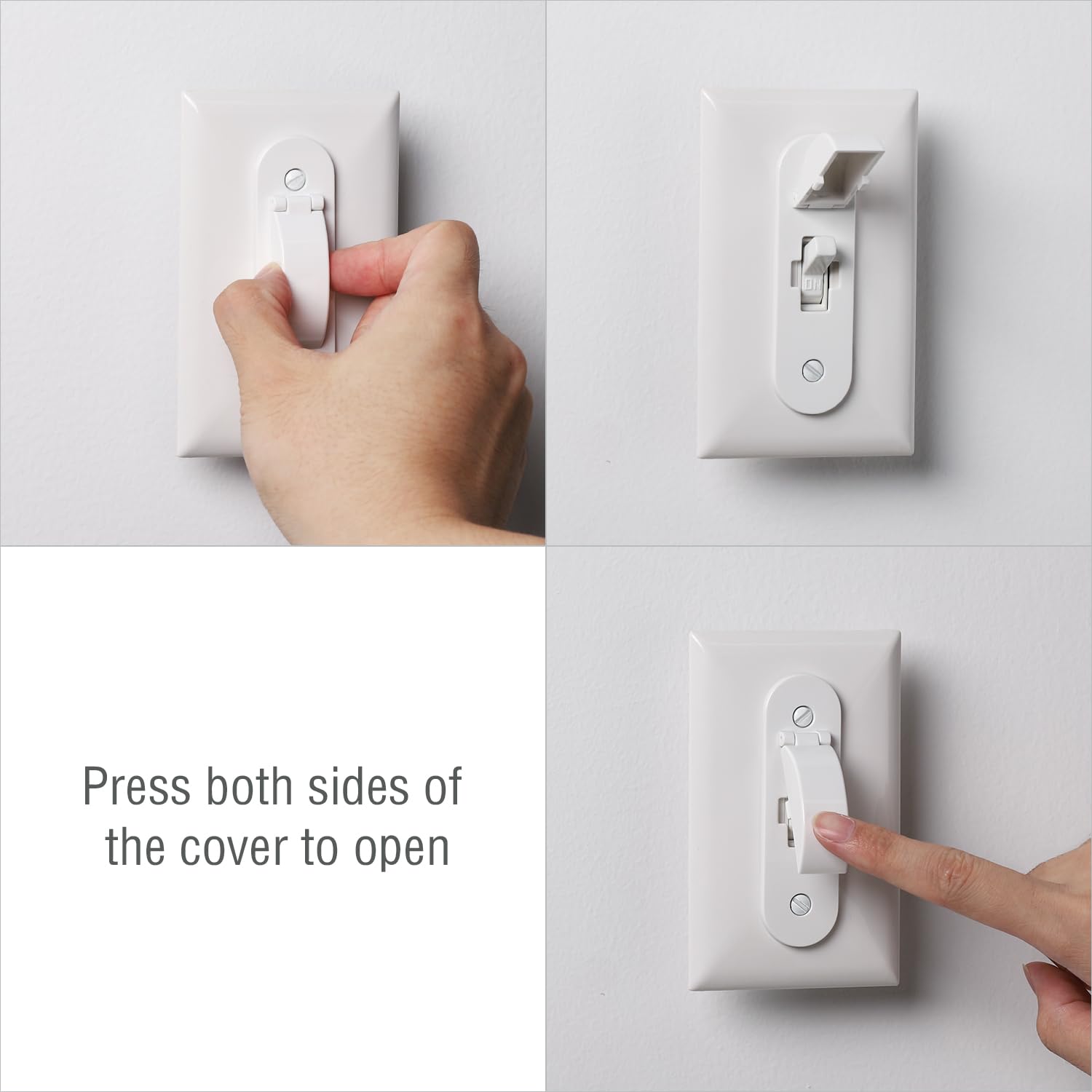 CLYMENE wall switch guard shows easy installation with extended screws