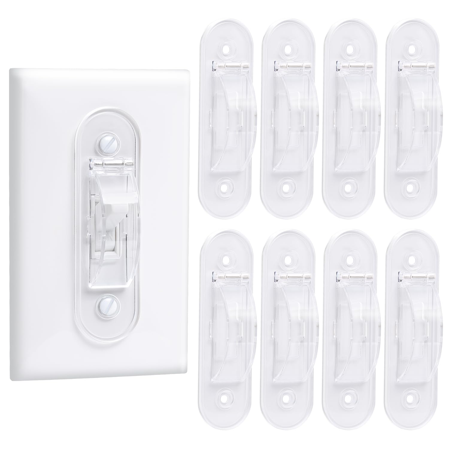 CLYMENE wall switch guard closed protects against accidental power interruptions.