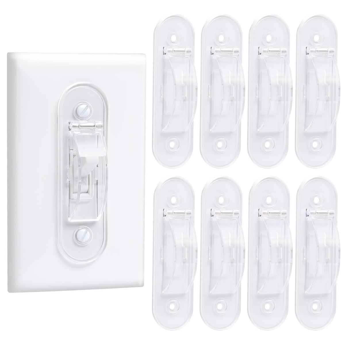 CLYMENE wall switch guard closed protects against accidental power interruptions.