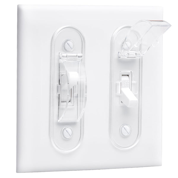 CLYMENE wall switch guard with clear toggle cover protects appliances and lights.