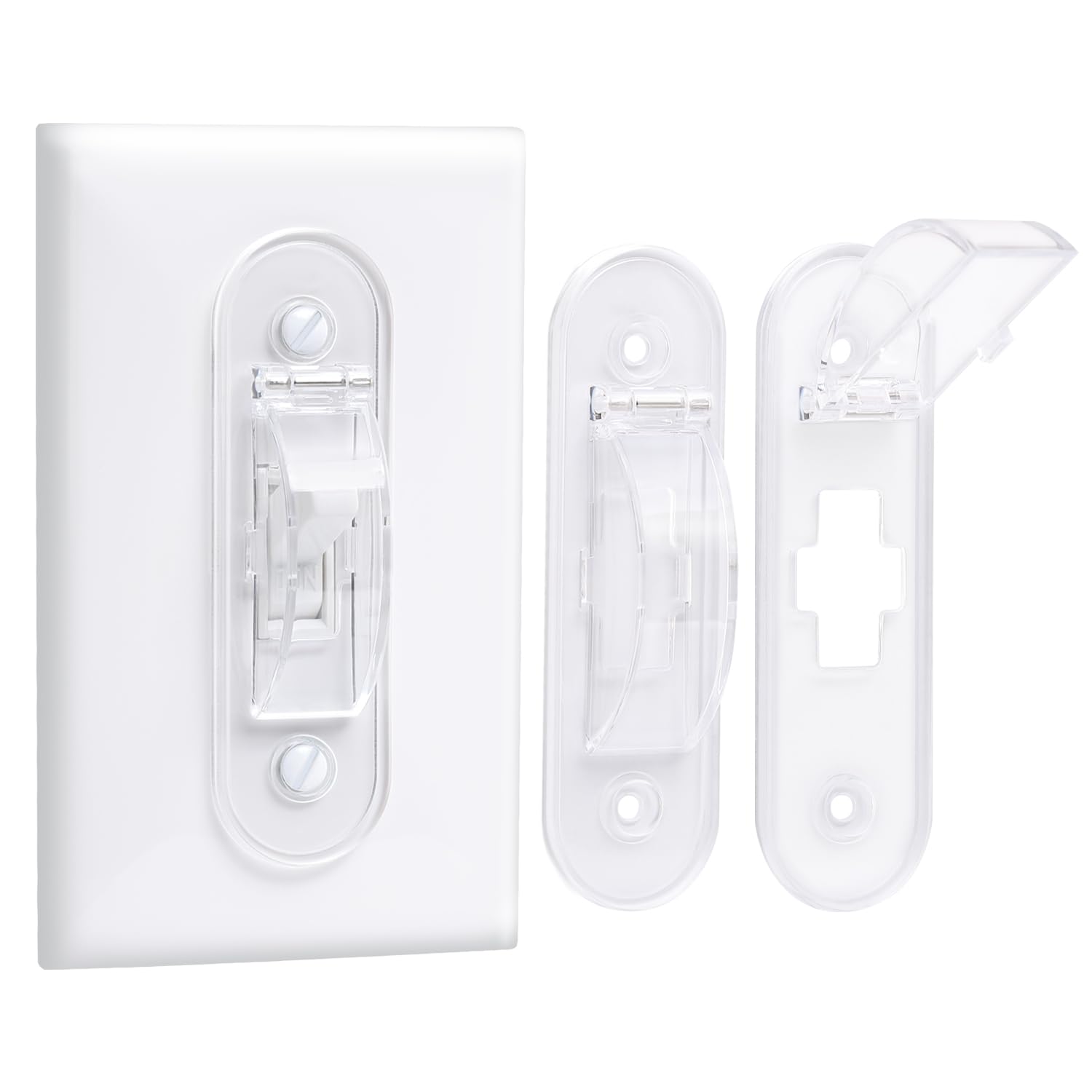 CLYMENE wall switch guard in toggle-style, protects appliances from accidental shutoffs.