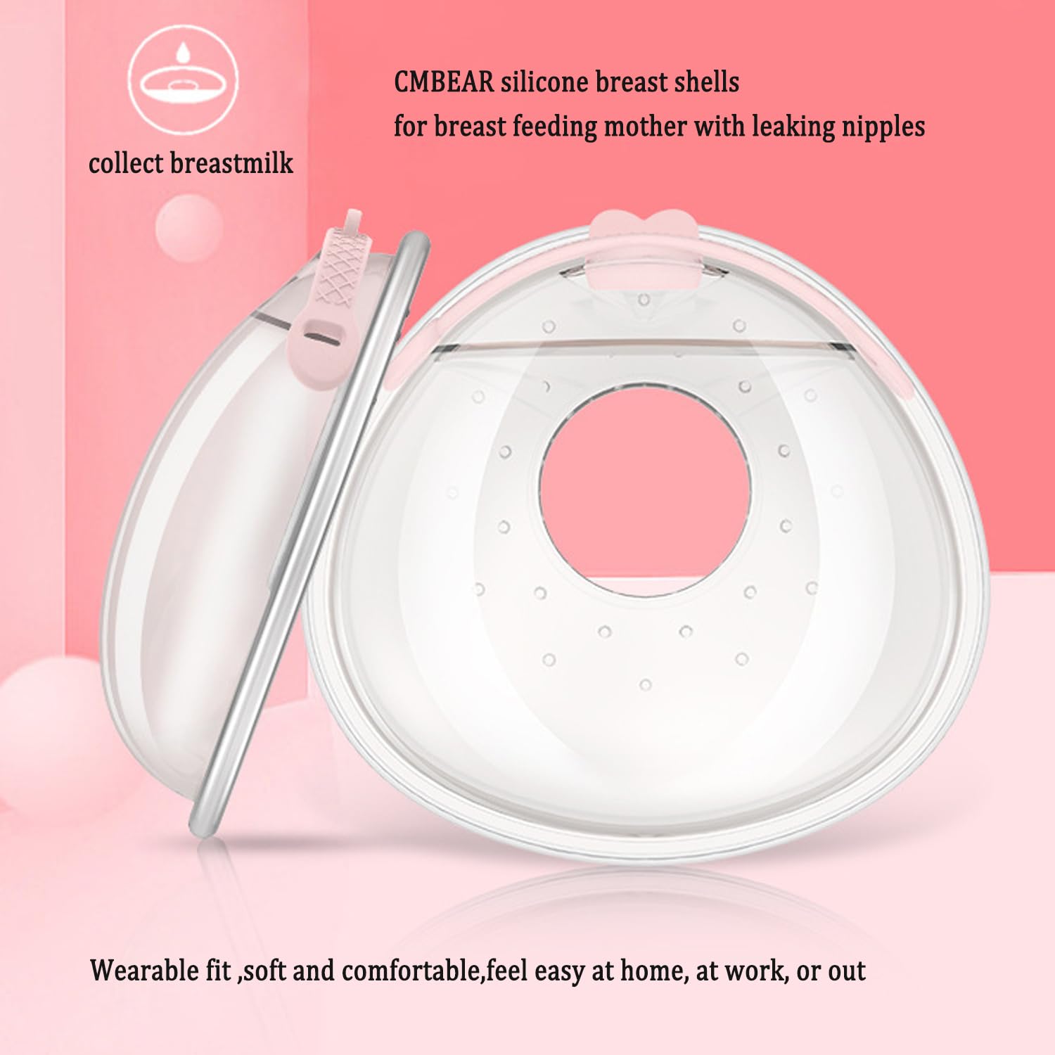 CMBEAR milk-leak collection pads capturing leaks during nursing sessions