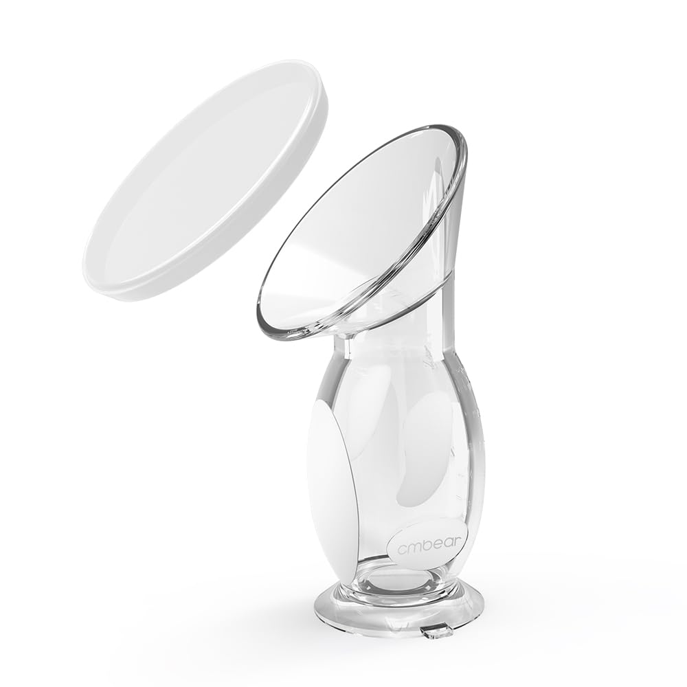 CMBEAR silicone manual breast pump in compact design for easy travel and storage