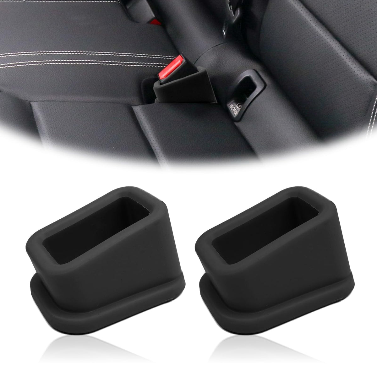 CmeRto safety belt buckle holder front view helps one-handed buckling for rear seats.