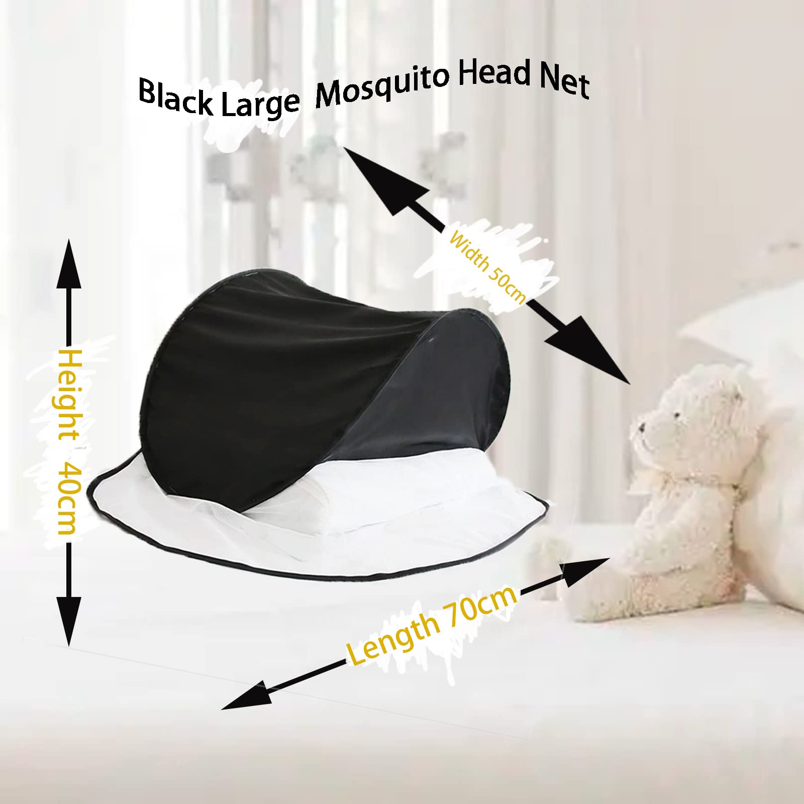 CMINGJ large head net over pillow in a bedroom setup.