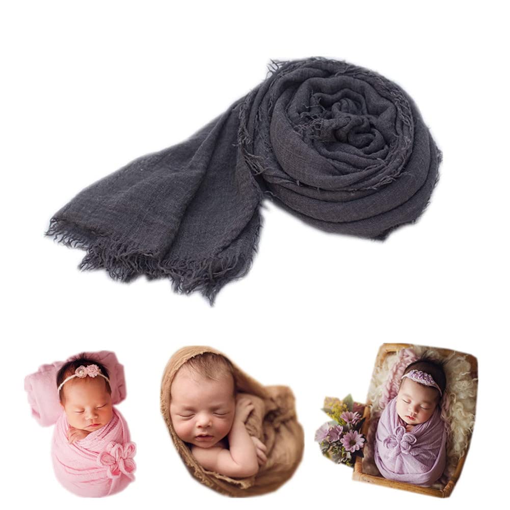 Coberllus newborn photo prop blanket swaddle in dark gray with soft texture for cozy shoots.
