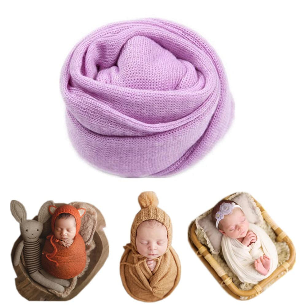 Coberllus newborn-wrap-purple closeup shows soft knit texture for photography.