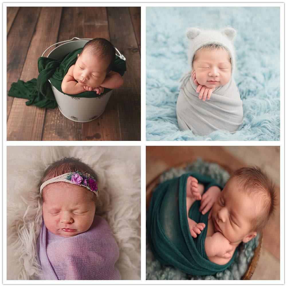 Coberllus knit baby wrap used as cocoon for cute poses
