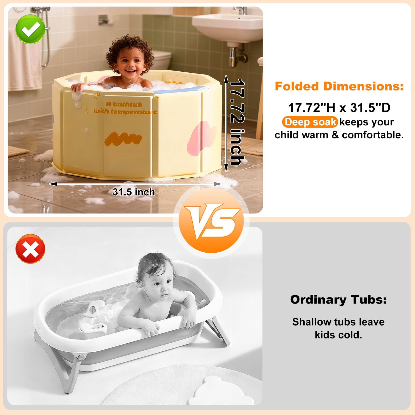 COBOPANDA portable tub beside a shower, compact for small spaces