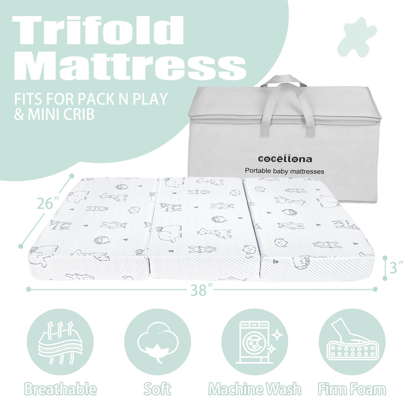 Cocellona memory foam firm side supports newborns and spine alignment