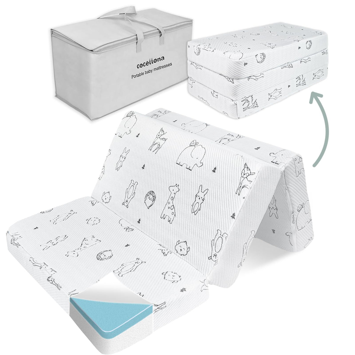 Cocellona pack and play mattress with breathable cover for baby comfort
