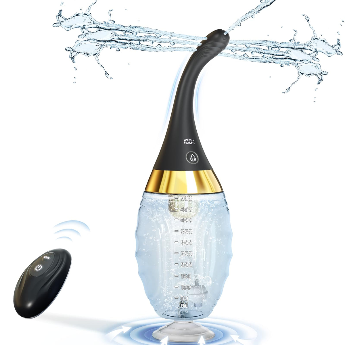 Cocenissy anal douche kit with suction cup for hands-free operation in bathroom setting