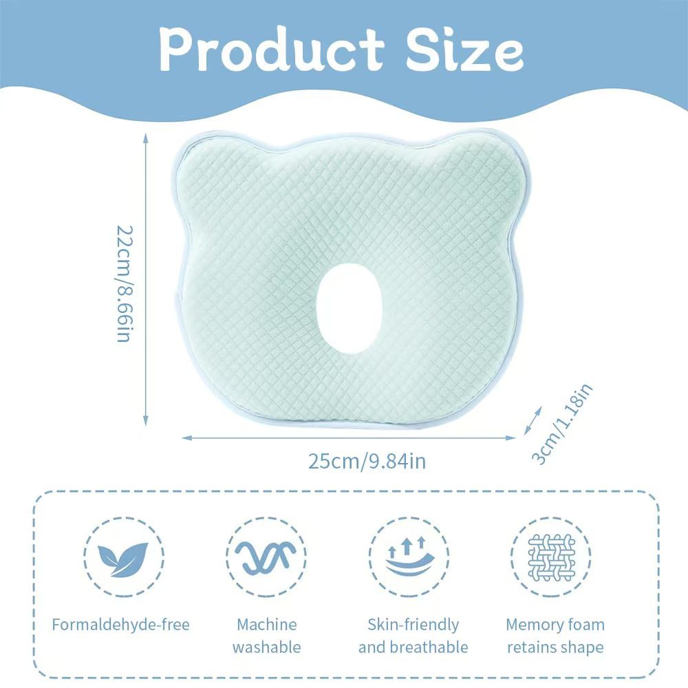 Cococu head-support pillow fits crib and car seat for newborn comfort