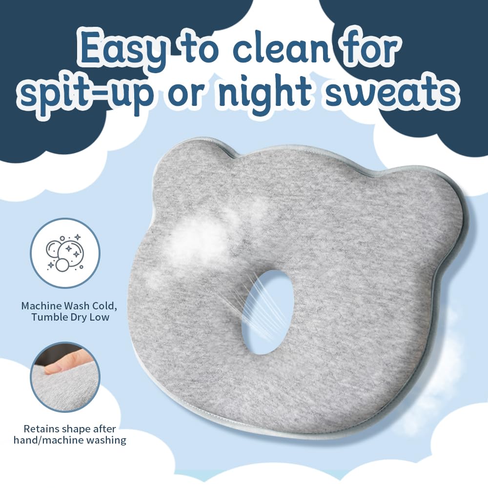 Cococu memory foam baby pillow durable design resists flattening during regular use.