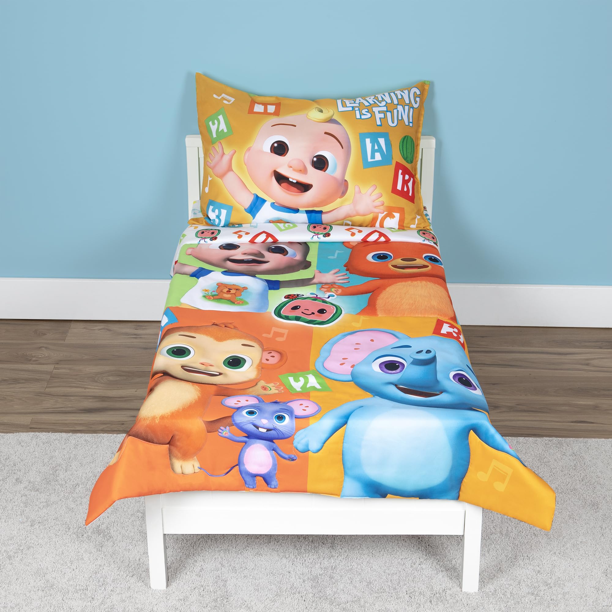 CoComelon Learning is Fun comforter provides soft warmth for bedtime