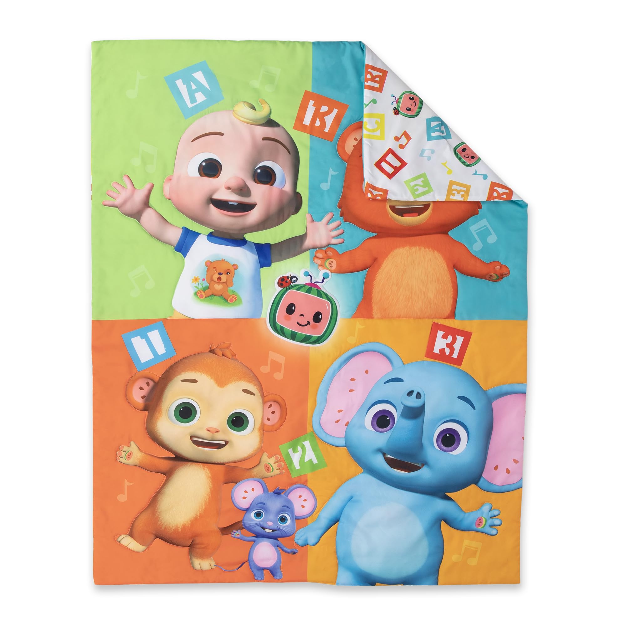 CoComelon Learning is Fun fitted sheet keeps a snug toddler fit