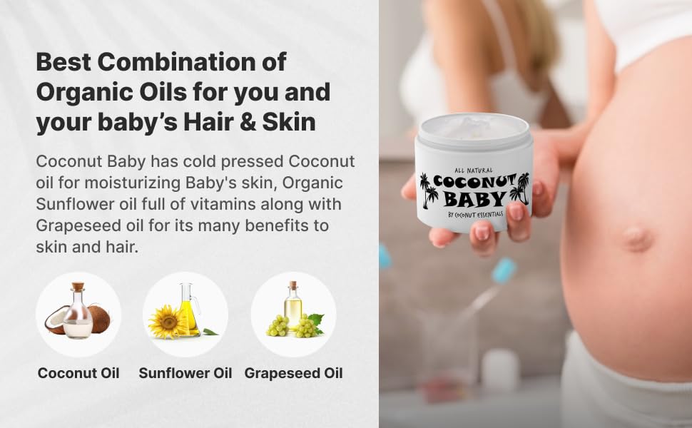 Natural, fragrance-free Coconut Baby Oil for daily moisturization