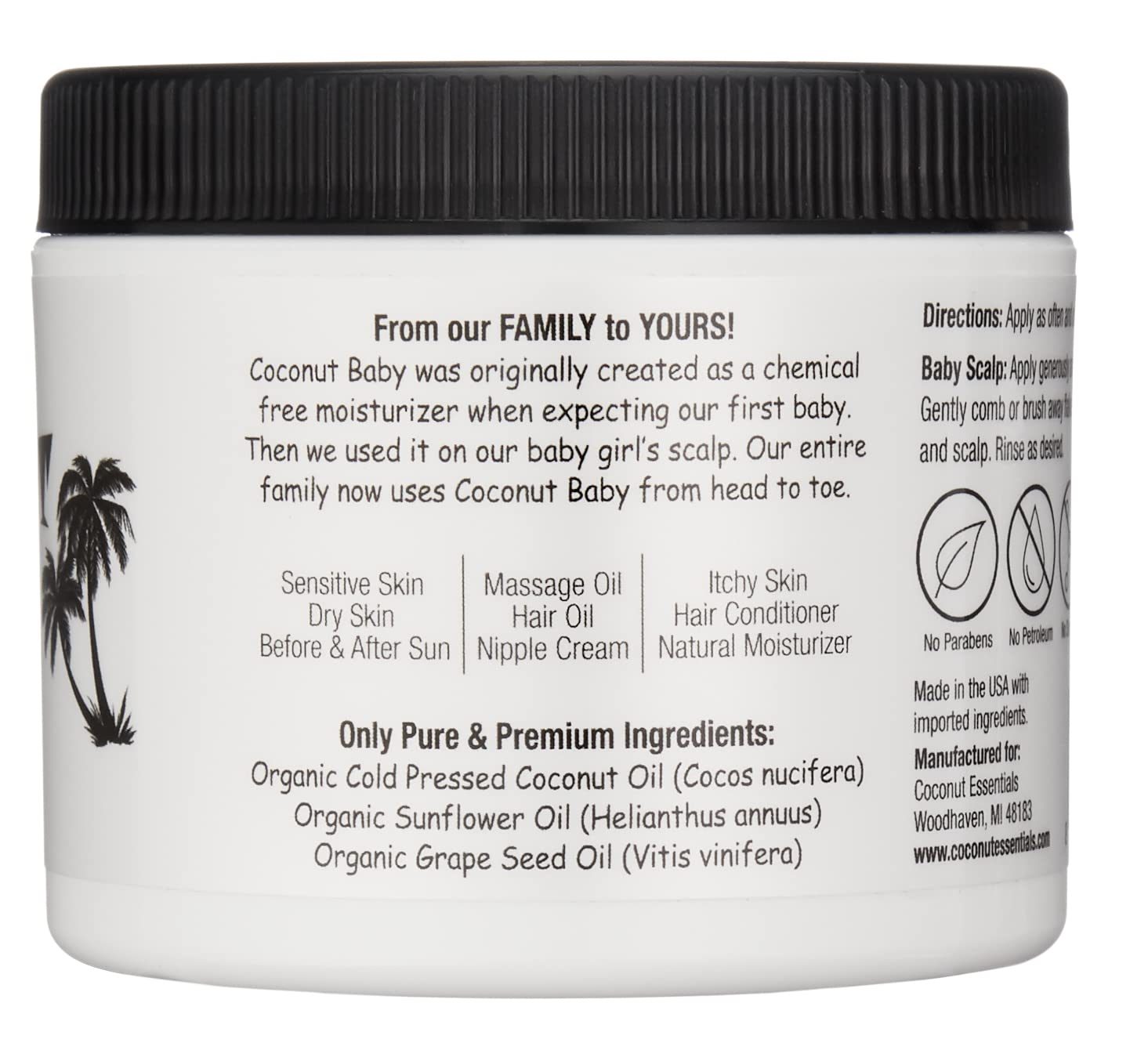 Coconut Essentials fragrance-free oil suitable for daily skin care.