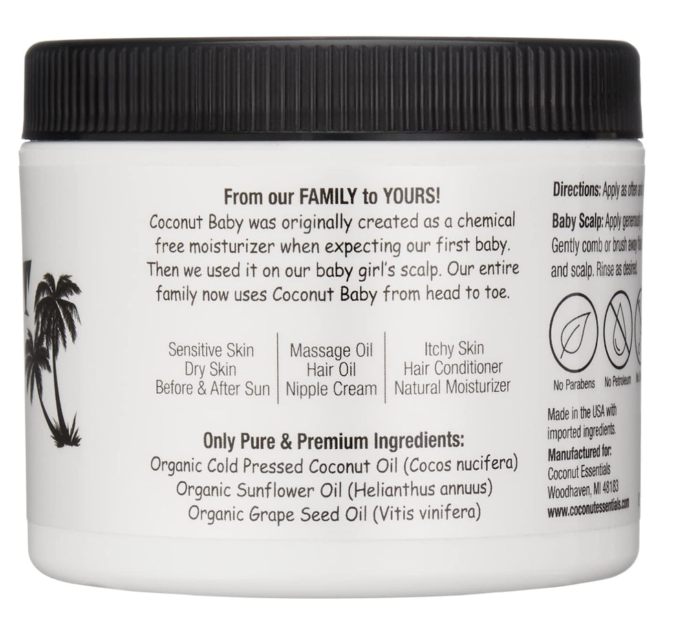 Coconut Essentials fragrance-free oil suitable for daily skin care.