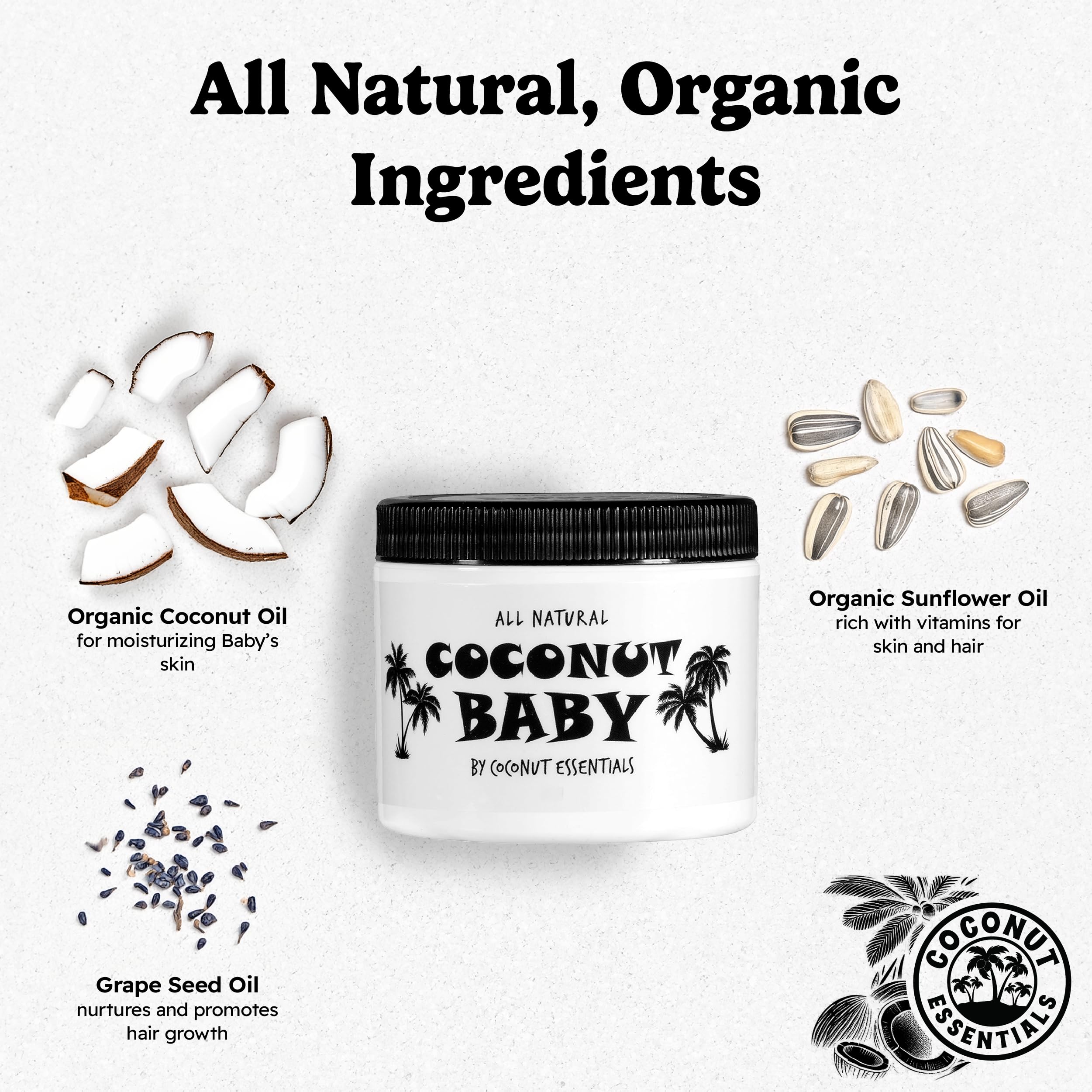 Coconut Essentials newborn hair growth and scalp nourishment.