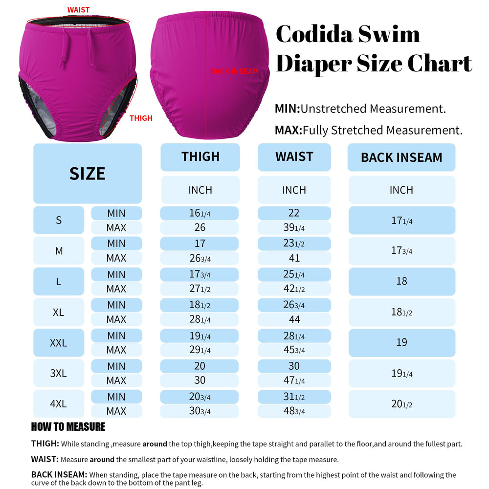 Codida pink adult reusable swim diaper, durable daily reuse.