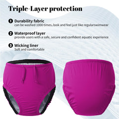 Codida pink adult swim diaper leg-seal detail for added leak protection.