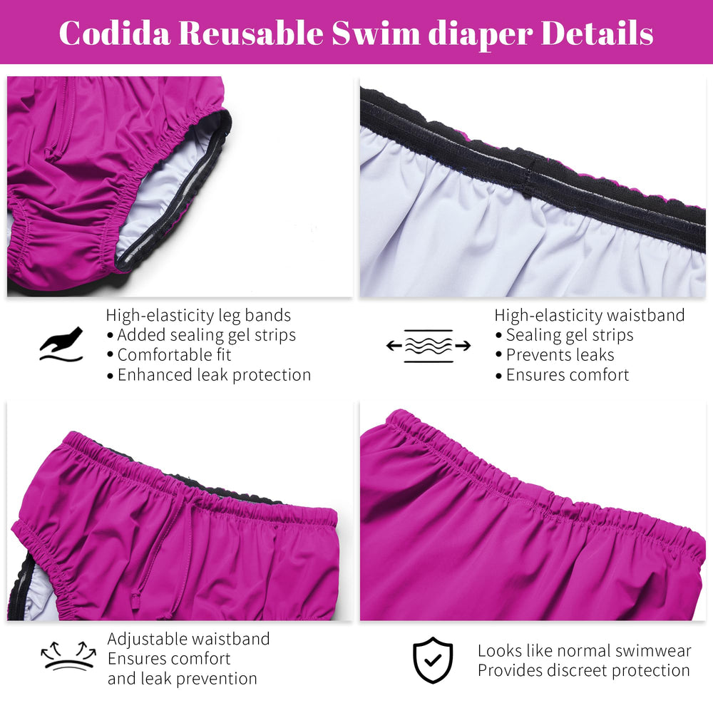 Codida pink adult swim diaper worn under swimwear for discreet use.