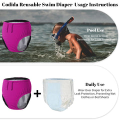 Codida pink adult swim diaper waist-seal detail for secure daily wear.