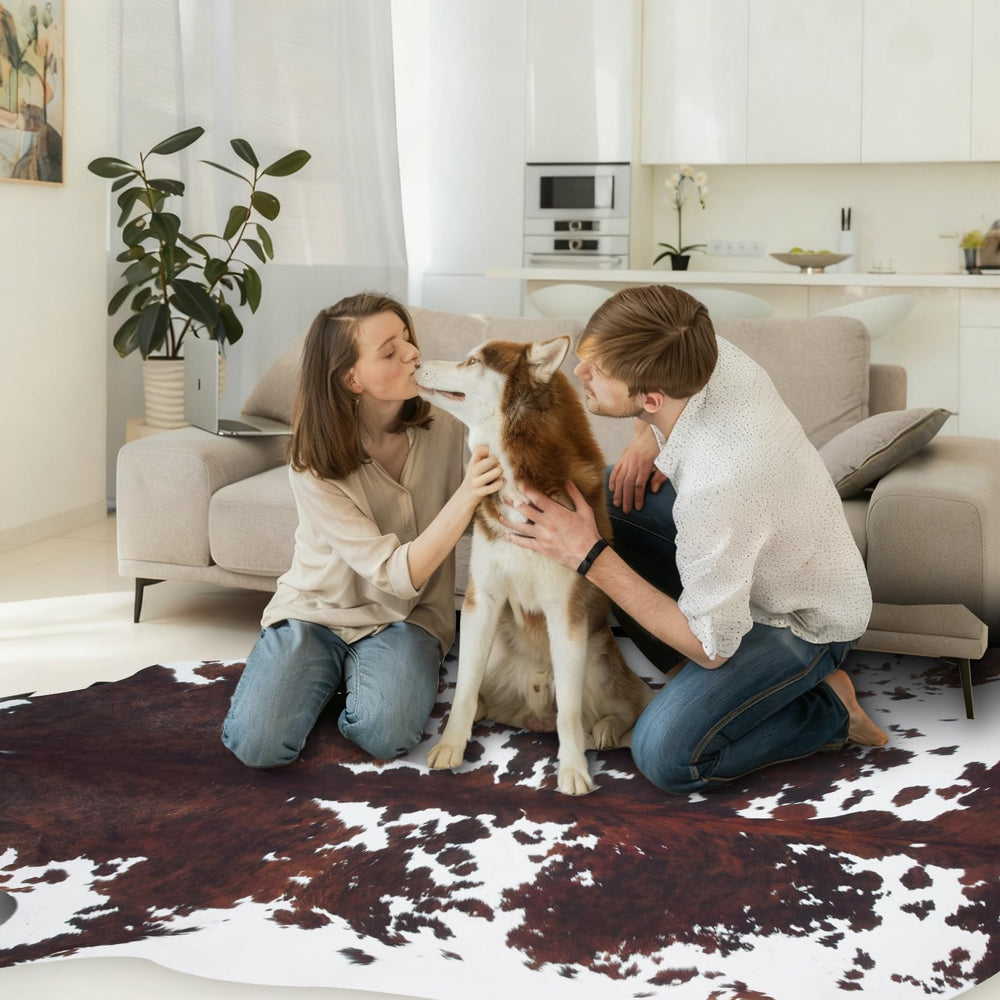 coffinsea cowhide rug bedroom decor highlights cozy, warm ambience