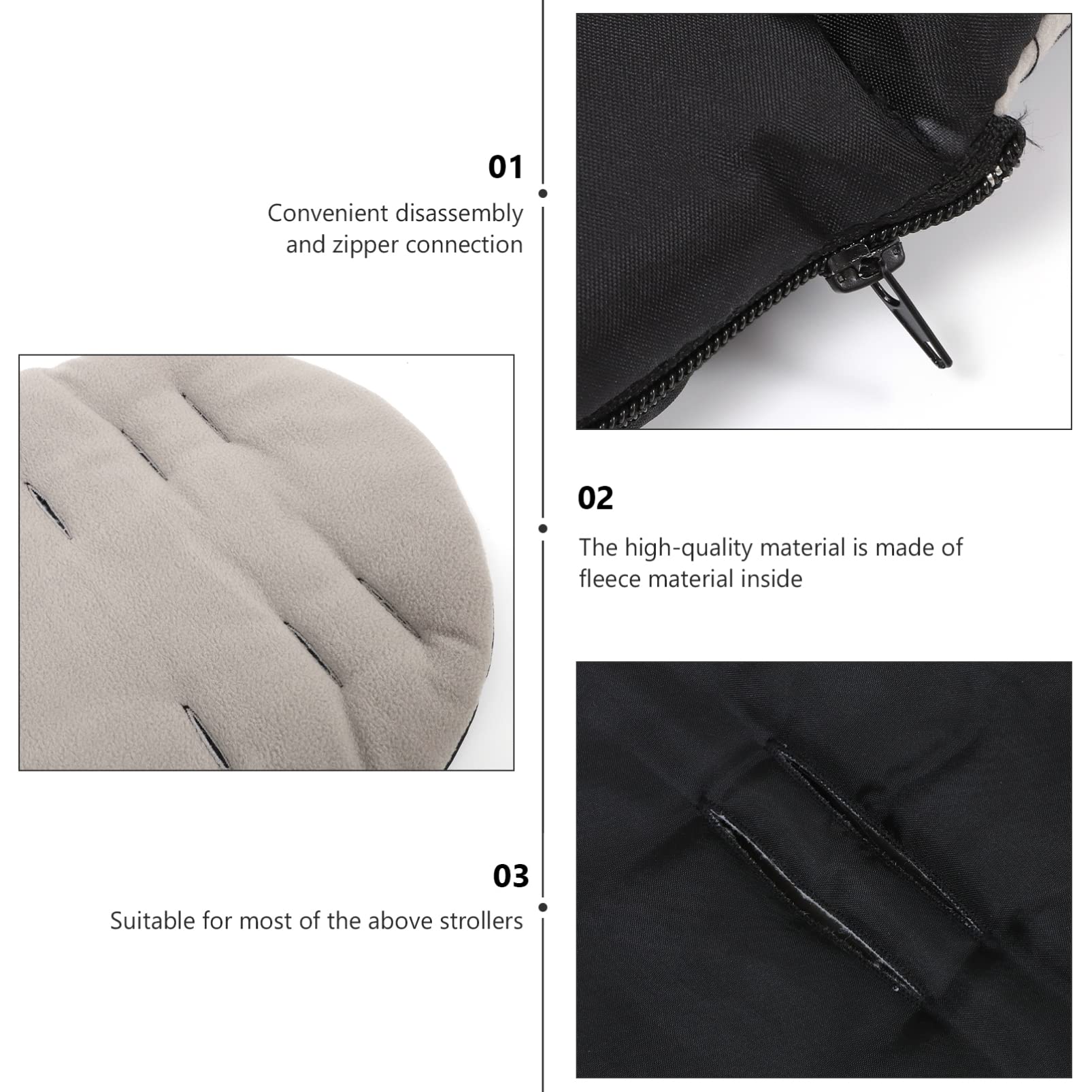 COHEALI footmuff dimension is 86 by 38 by 5 cm for space.
