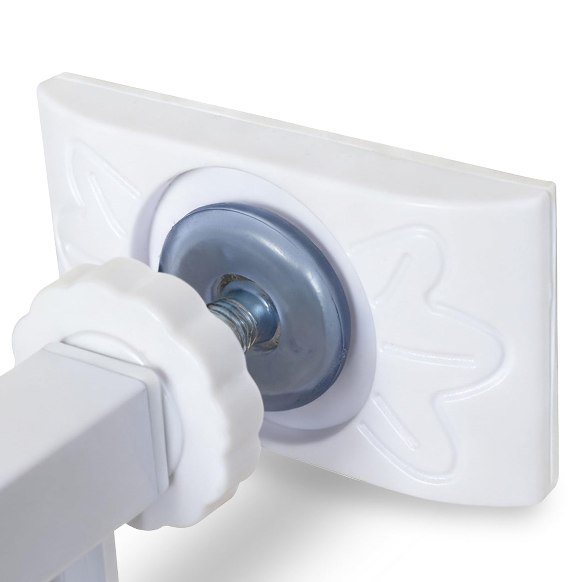 COIHTOE baby gate wall protector pad on the left shields walls from impact