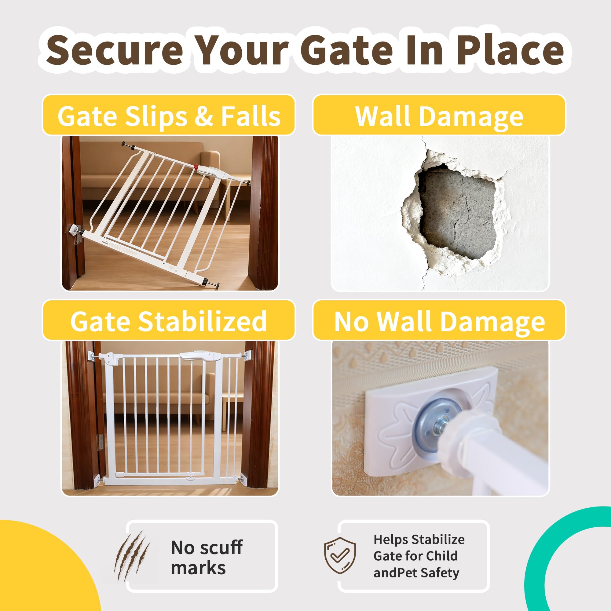 COIHTOE baby gate wall protector pad on the right cushions contact points and guards walls