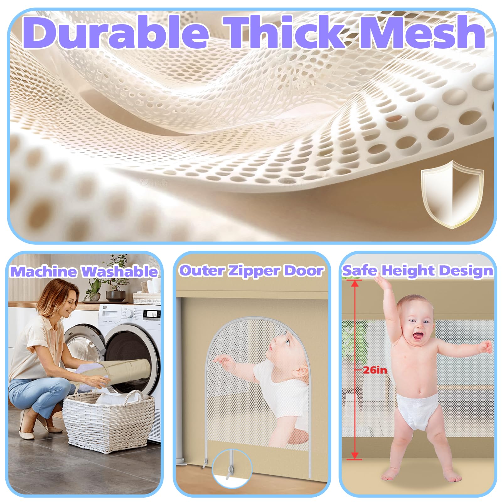 Coilace 360-degree breathable mesh for airflow and supervision.