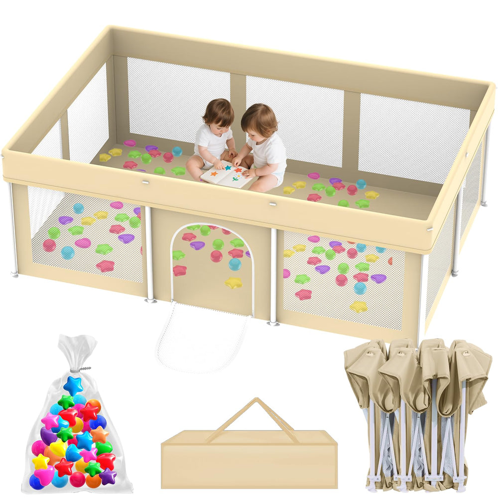 Coilace foldable playpen ready for use, easy setup for safe indoor play.