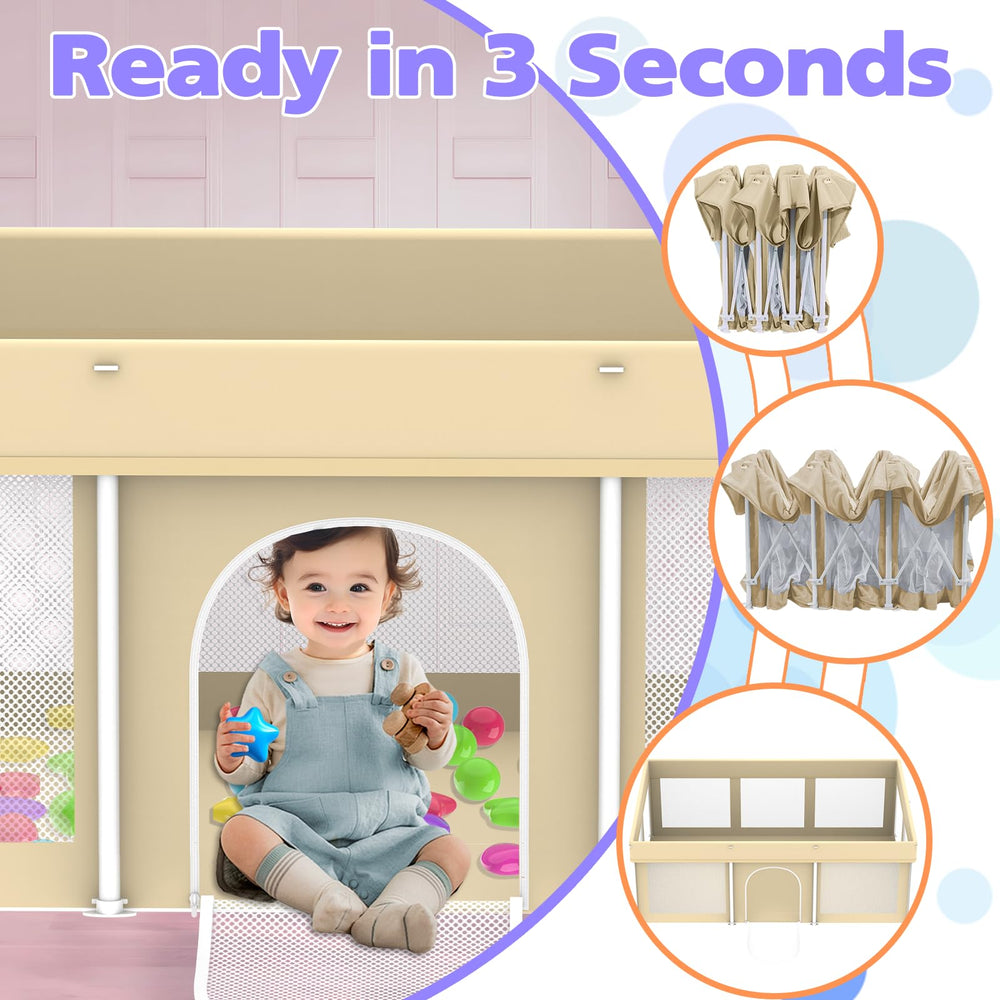 Coilace playpen with carry bag, portable for outdoor activities.