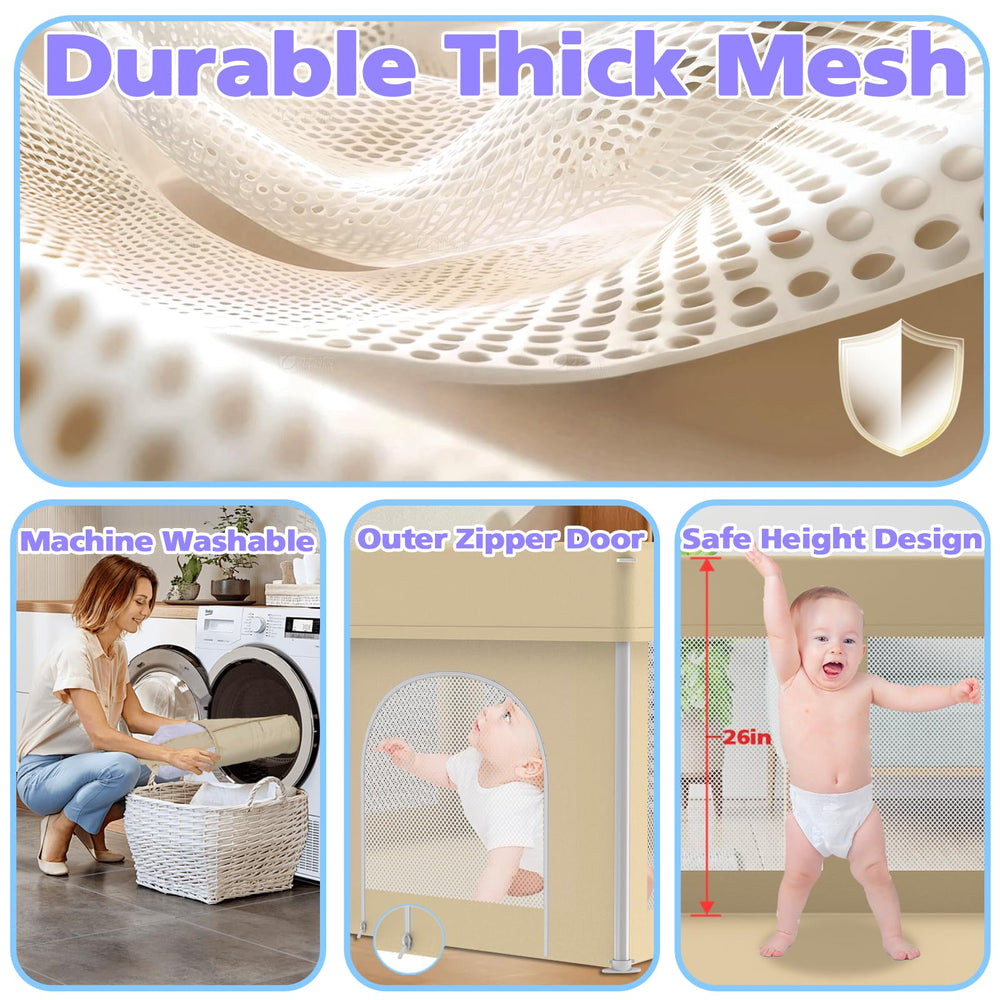 Coilace playpen thick mesh for breathable 360-degree visibility