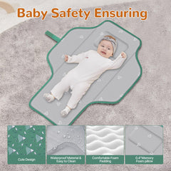Coinarin change pad head pillow provides gentle head support for baby comfort.